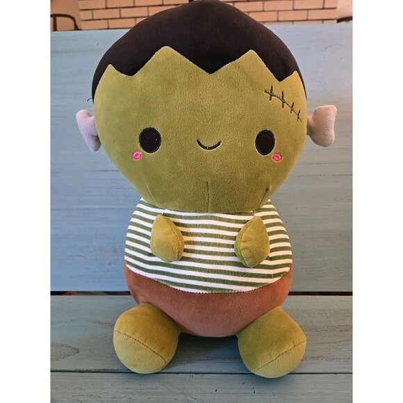 Smoochy Pals Plush Baby Frankenstein 13" Long Plush Huggable Green Halloween Toy - Picture 2 of 9